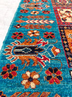 6.9x5.2 ft Handmade Afghan Chobi Rug-Authentic Wool Carpet, Traditional Oriental Area Rug for Home Decor, Living Room Rug, Office Rug