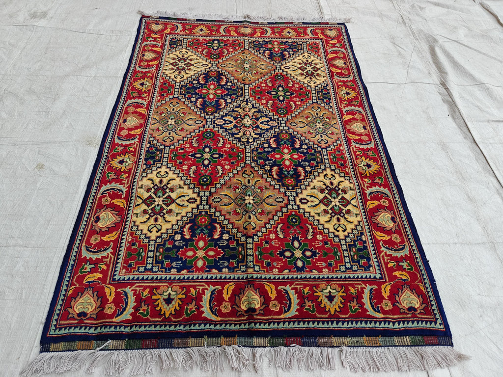 Handwoven Yousafi Beljik Rug 5x3.4 ft Authentic Afghan Wool Carpet, Elegant Oriental Area Rug, Perfect for Home Decor, Hallway Rug, Entryway