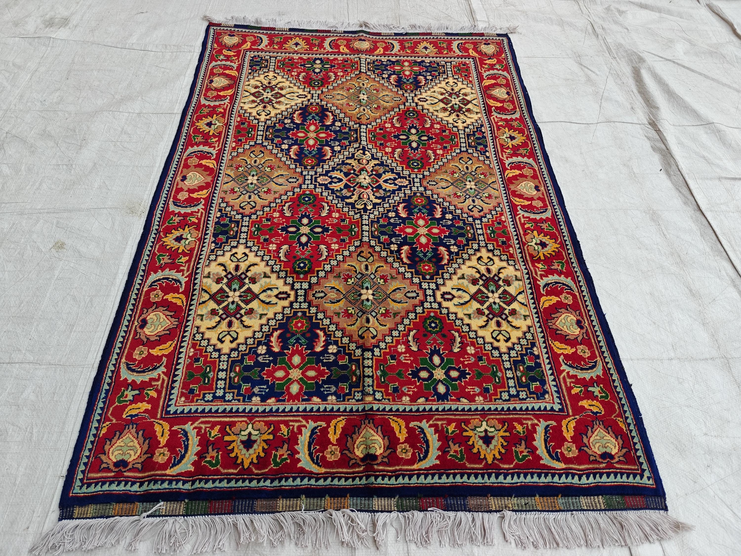 Handwoven Yousafi Beljik Rug 5x3.4 ft Authentic Afghan Wool Carpet, Elegant Oriental Area Rug, Perfect for Home Decor, Hallway Rug, Entryway