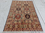 4.10x3.4 ft Handmade Beljik Gandumi Rug Authentic Afghan Wool Carpet, Traditional Oriental Design, Perfect for Home Decor, Entryway Rug"