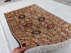 4.10x3.4 ft Handmade Beljik Gandumi Rug Authentic Afghan Wool Carpet, Traditional Oriental Design, Perfect for Home Decor, Entryway Rug"