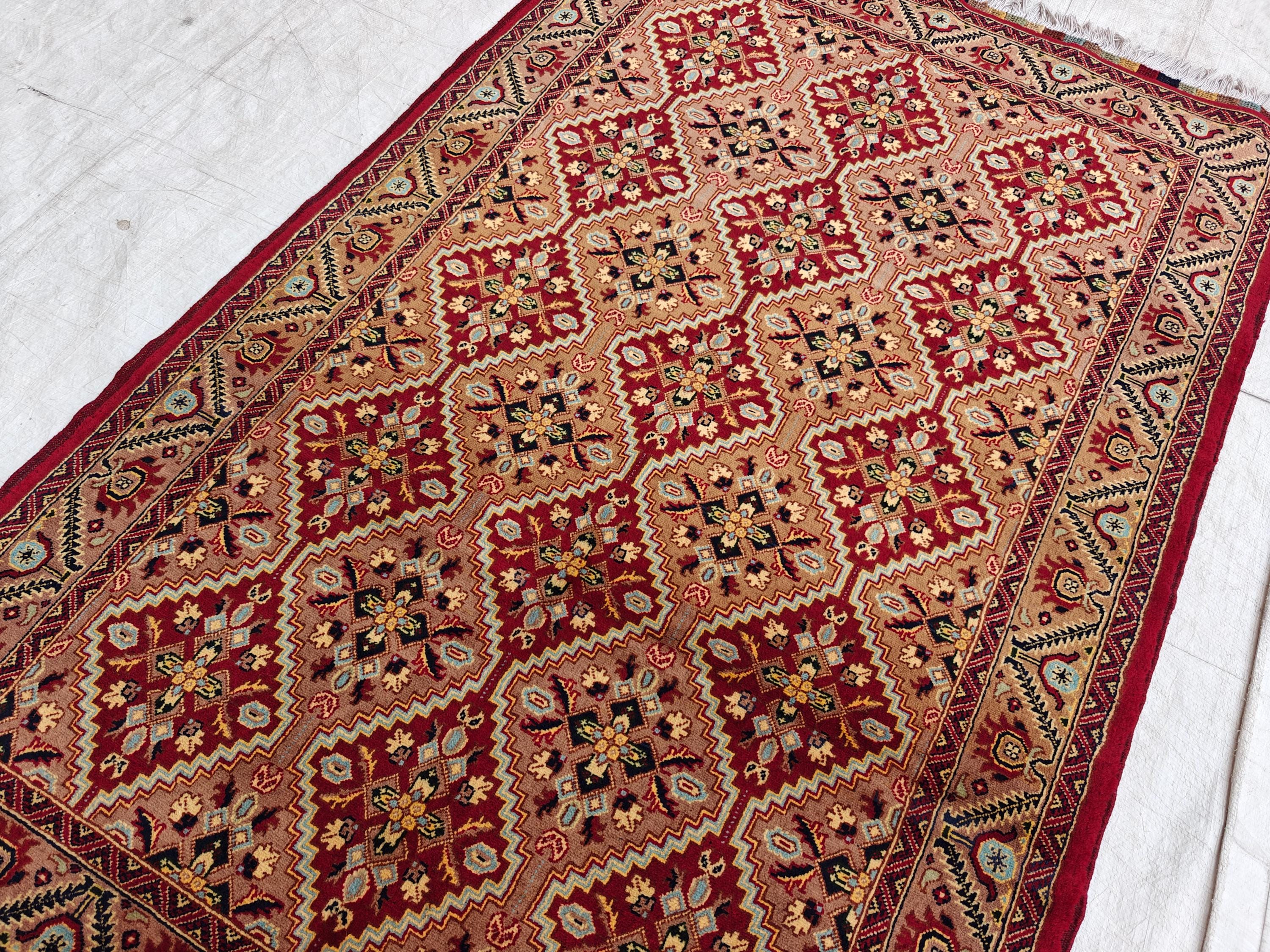 Authentic Yousafi Beljik Rug 5.5x3.6 ft - Handwoven Afghan Wool Carpet, Elegant Oriental Design, Perfect for Home Decor