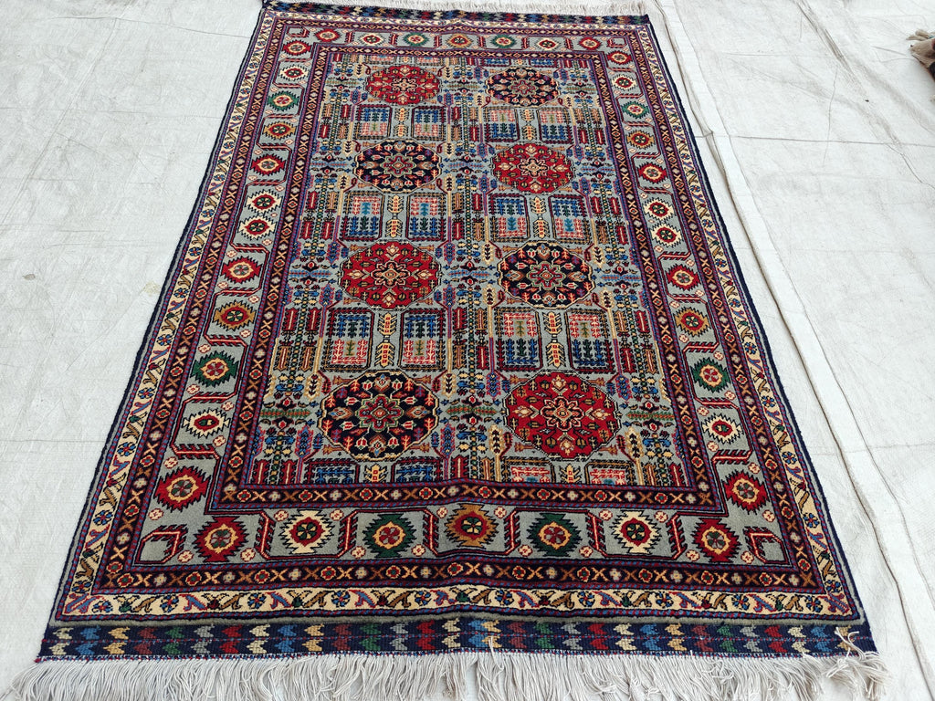 Beljik Rug 5.1x3.5 ft Authentic Handmade Afghan Tribal Wool Area Carpet | Unique Oriental Decor, Entryway Rug, Bedroom Rug, Living Room Rug