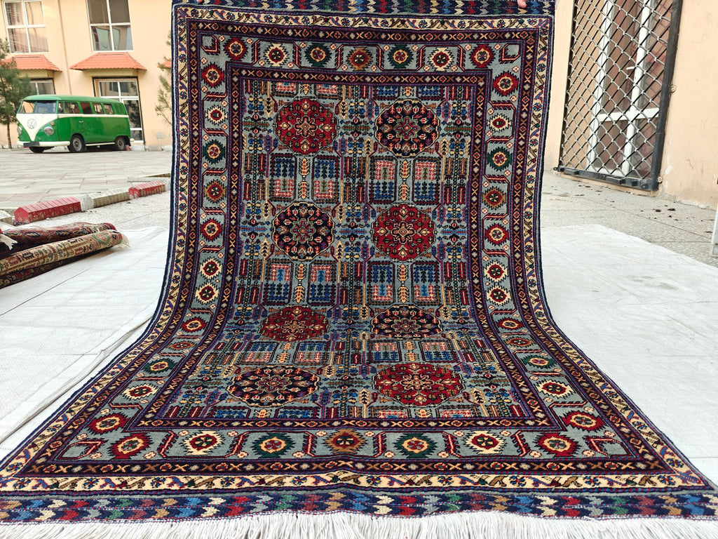 Beljik Rug 5.1x3.5 ft Authentic Handmade Afghan Tribal Wool Area Carpet | Unique Oriental Decor, Entryway Rug, Bedroom Rug, Living Room Rug