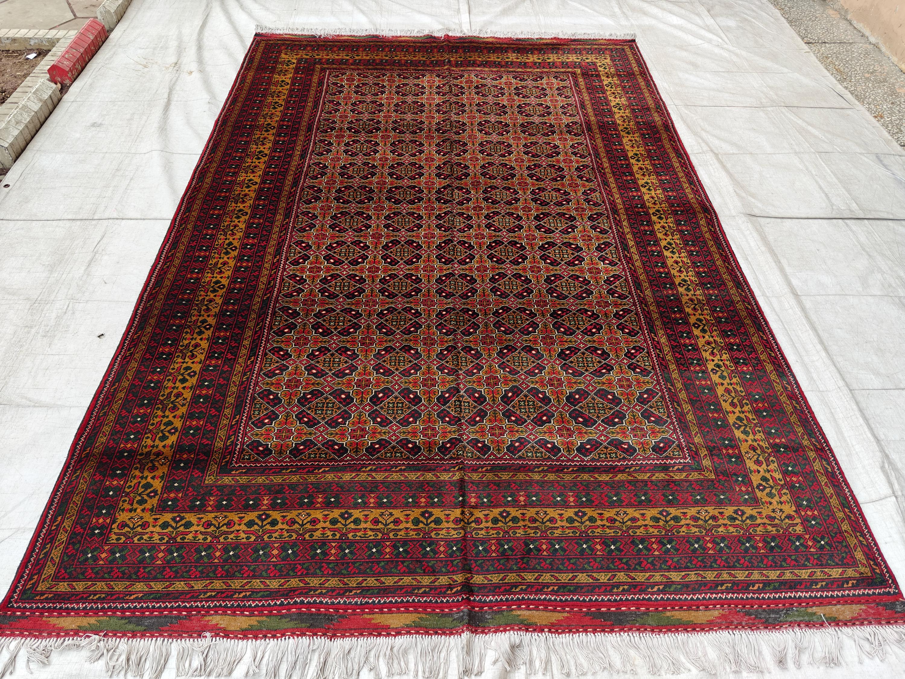 7x10 Handwoven Yousafi Afghan Rug, Boho Home Decor, Rug For Living Room, Bedroom Rug, Dining Room Rug, Rustic Decor Rug 9.11x6.8, Large Rug