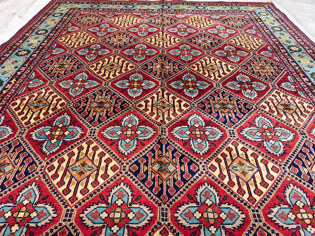 7x11 Handwoven Afghan Yousafi Tribal Rug,Colorful Area Rug, Rug For Living Room, Bedroom Rug, Kitchen n dining room Rug 10.5x7.1, Large Rug