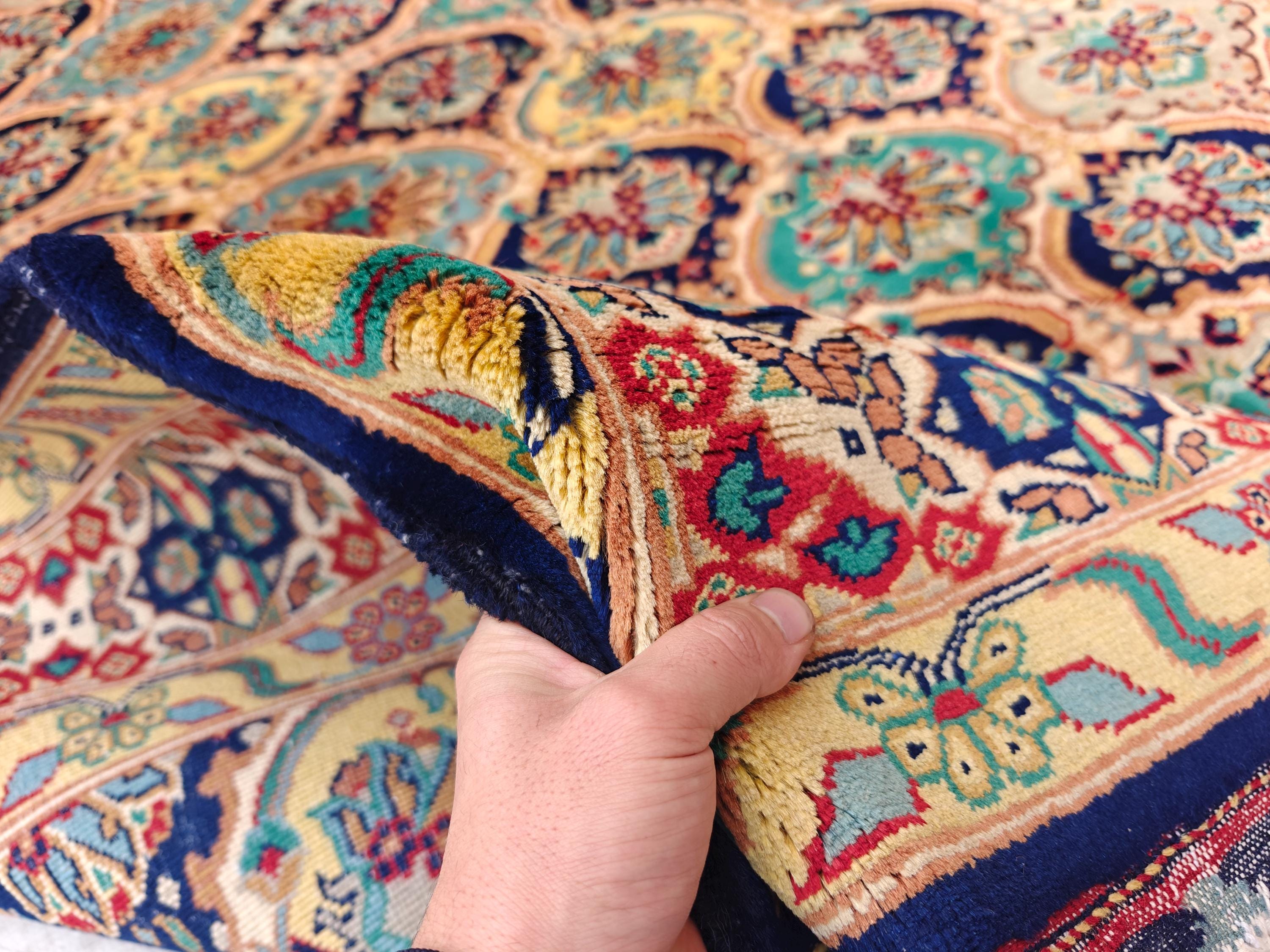 7x9 Beige and Yellow Kashi Afghan Handmade Rug, Boho Home Decor, Vintage Style Rug, Rugs For Living Room, Bedroom Rug 9.4x6.9 Medium Rug