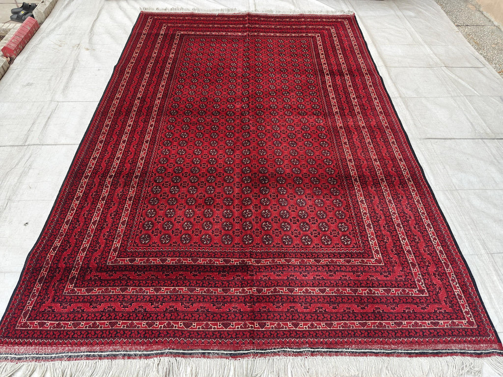7x10 Beautiful Red Mawrai Gul Afghan Rug, Rugs For Living Room, Vintage Home Style, Bedroom Rugs, Dining Room Rugs -One of a Kind Medium Rug