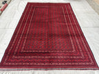 7x10 Beautiful Red Mawrai Gul Afghan Rug, Rugs For Living Room, Vintage Home Style, Bedroom Rugs, Dining Room Rugs -One of a Kind Medium Rug