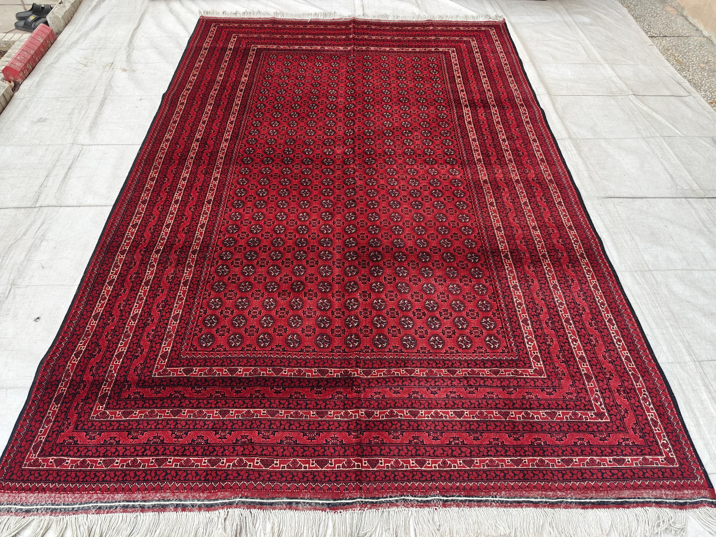 7x10 Beautiful Red Mawrai Gul Afghan Rug, Rugs For Living Room, Vintage Home Style, Bedroom Rugs, Dining Room Rugs -One of a Kind Medium Rug