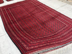 7x10 Beautiful Red Mawrai Gul Afghan Rug, Rugs For Living Room, Vintage Home Style, Bedroom Rugs, Dining Room Rugs -One of a Kind Medium Rug