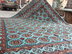 7x10 Turquoise Authentic Hand-Knotted Sarouk Rug | Persian Vintage Wool Carpet | Luxury Area Rug for Living Room, Bedroom rug 9.8x6.5 ft