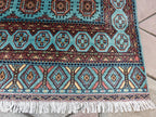 7x10 Turquoise Authentic Hand-Knotted Sarouk Rug | Persian Vintage Wool Carpet | Luxury Area Rug for Living Room, Bedroom rug 9.8x6.5 ft