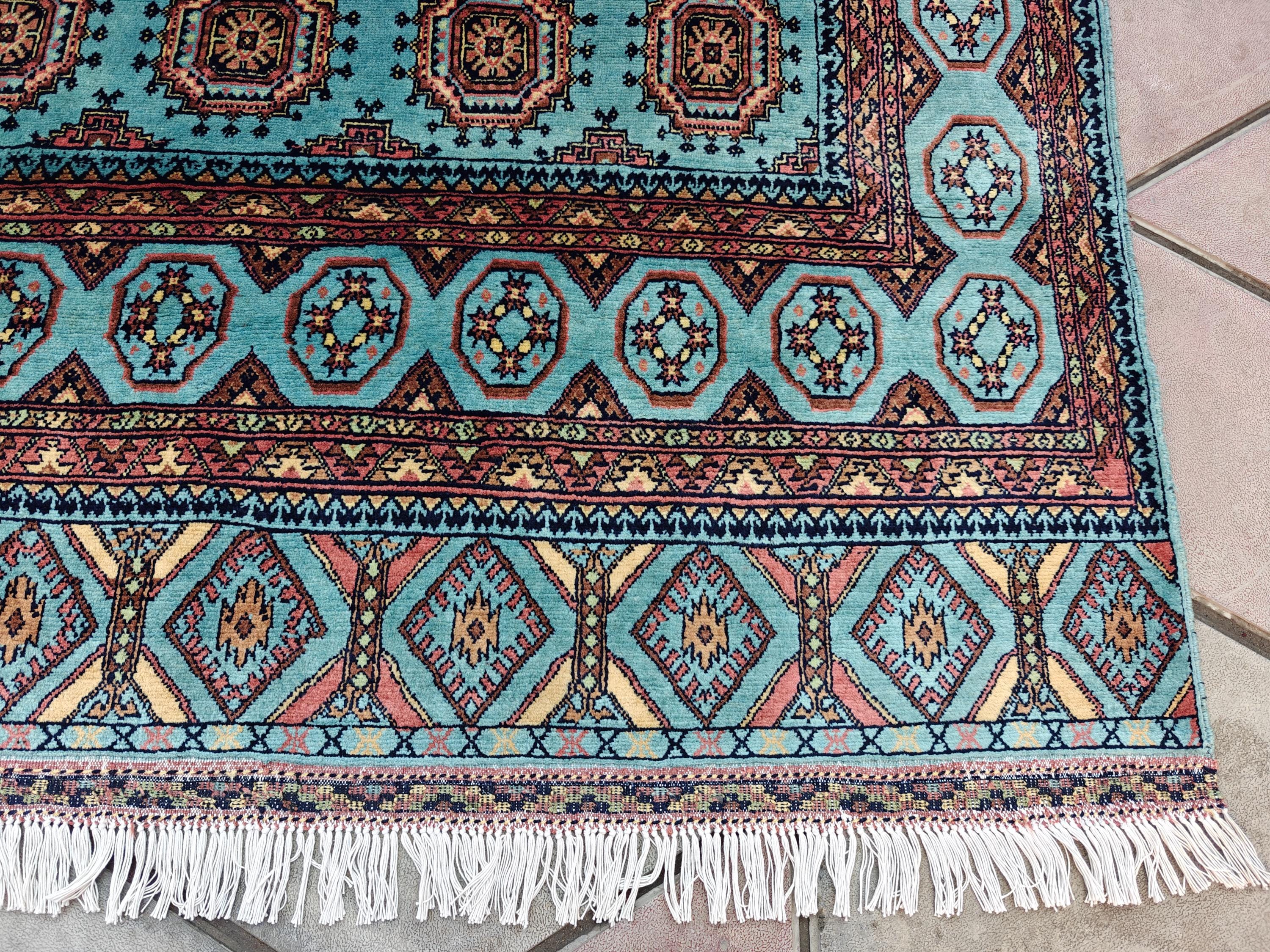 7x10 Turquoise Authentic Hand-Knotted Sarouk Rug | Persian Vintage Wool Carpet | Luxury Area Rug for Living Room, Bedroom rug 9.8x6.5 ft