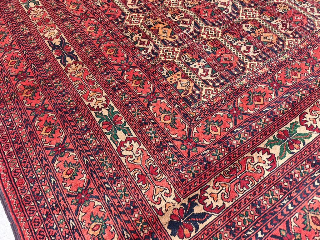 7x10 Stunning Beljik Ala Bakhmal Afghan Handmade Rug, Rug For Living Room, Bedroom Rug, Office and Dining Room Rug, Medium Rug