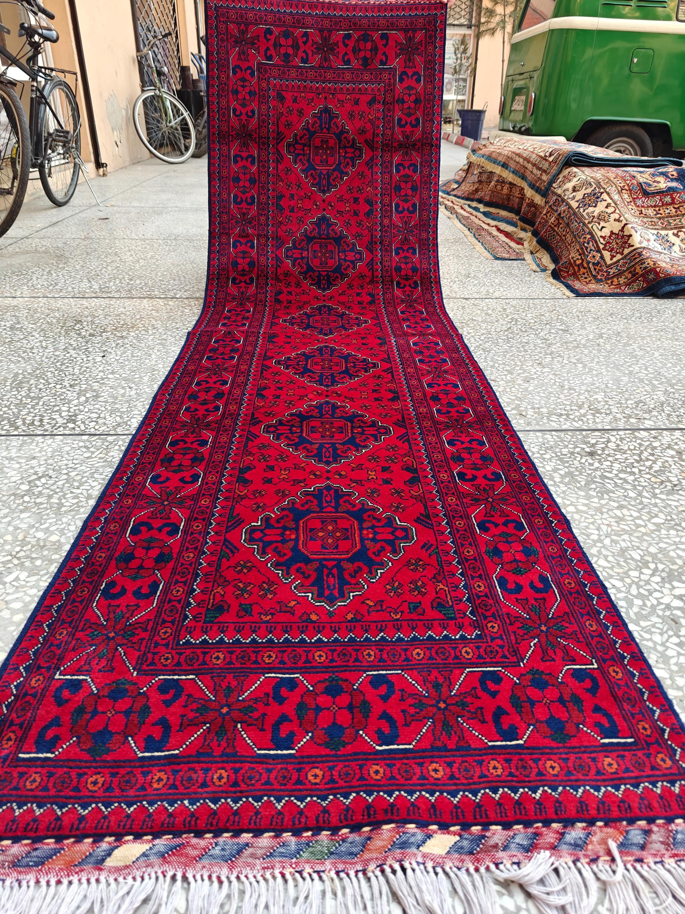 3x10 Beautiful Bukhara Afghan Handmade Runner Rug, Vintage Style Rug, Hallway Runner, Entryway Rug, Long Narrow Rug, Door Rug 9.8x2.6 Ft