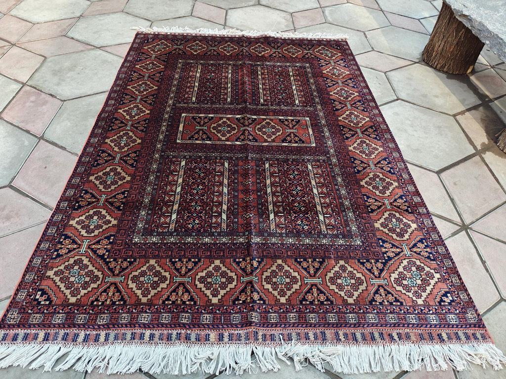 5x7 Brown Authentic Hand-Knotted Sarouk Rug Persian Vintage Wool Carpet | Luxury Area Rug for Living Room or Office, Boho Home Decor 6.5x4.9
