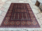 5x7 Brown Authentic Hand-Knotted Sarouk Rug Persian Vintage Wool Carpet | Luxury Area Rug for Living Room or Office, Boho Home Decor 6.5x4.9