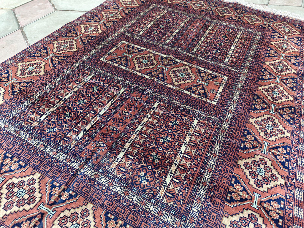 5x7 Brown Authentic Hand-Knotted Sarouk Rug Persian Vintage Wool Carpet | Luxury Area Rug for Living Room or Office, Boho Home Decor 6.5x4.9