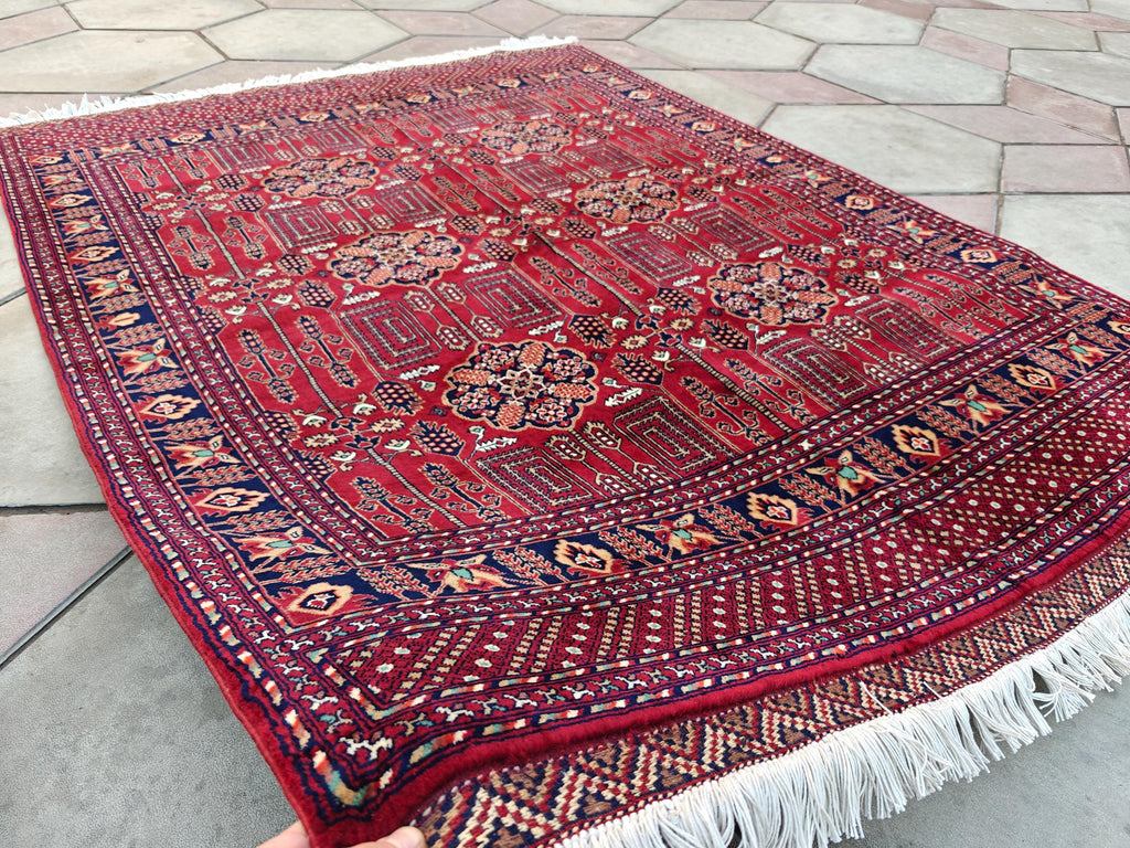 7x5 Authentic Hand-Knotted Rug | Persian Vintage Wool Carpet | Luxury Area Rug for Living Room or Office, Bedroom Rug, 6.5x4.9 ft