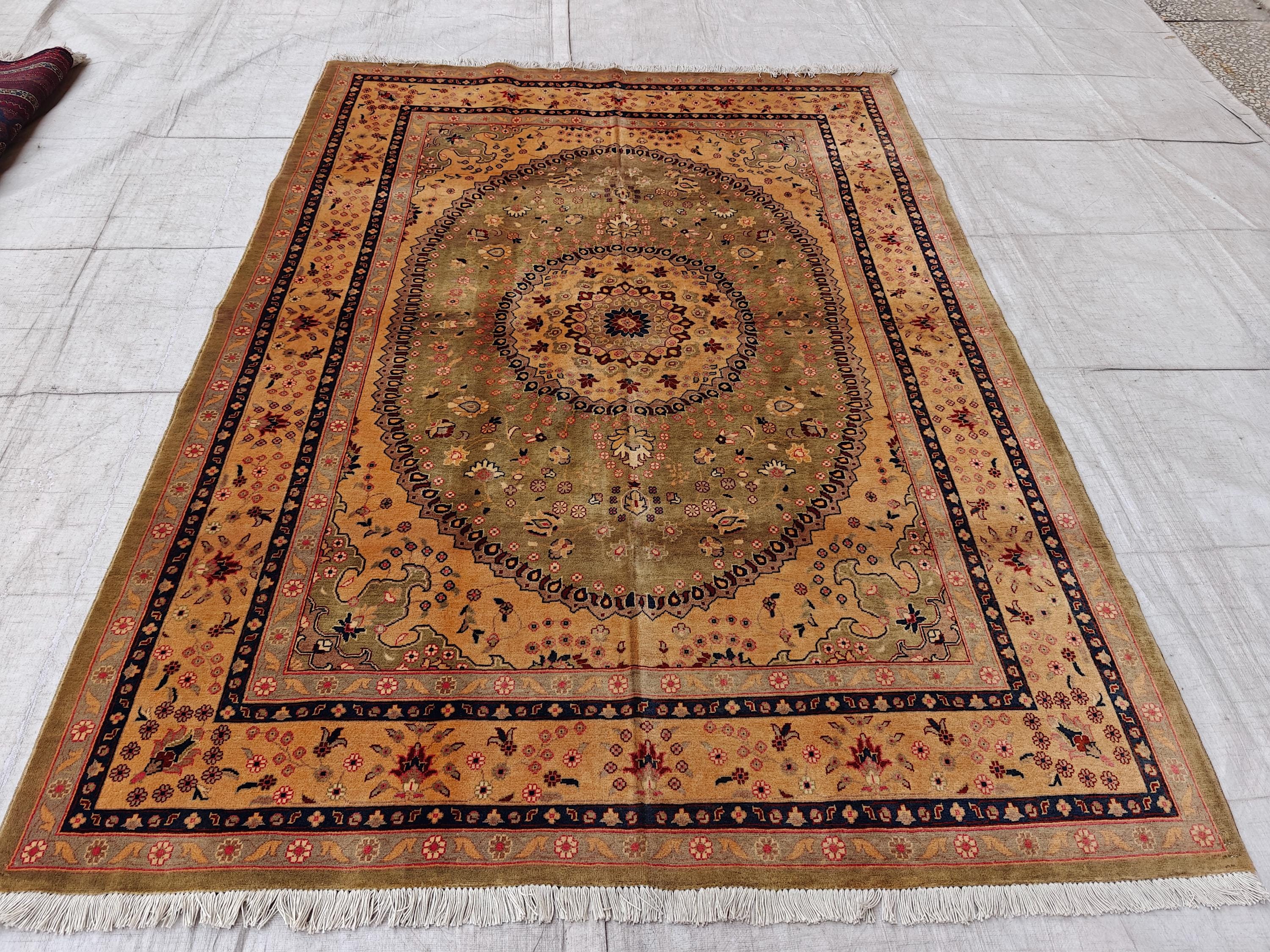 5x7 Antique Beljik Tabriz Handmade Rug, Rugs For Living Room, Bedroom Rug, Office Rug, Vintage Style Home Decor 6.9x5.1 Ft, Medium Size Rug