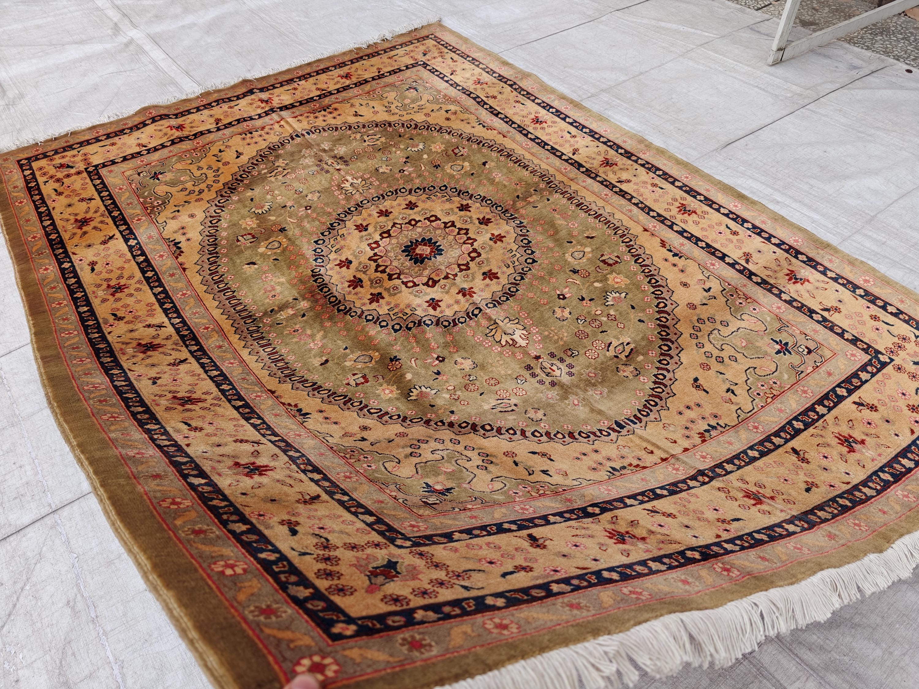 5x7 Antique Beljik Tabriz Handmade Rug, Rugs For Living Room, Bedroom Rug, Office Rug, Vintage Style Home Decor 6.9x5.1 Ft, Medium Size Rug