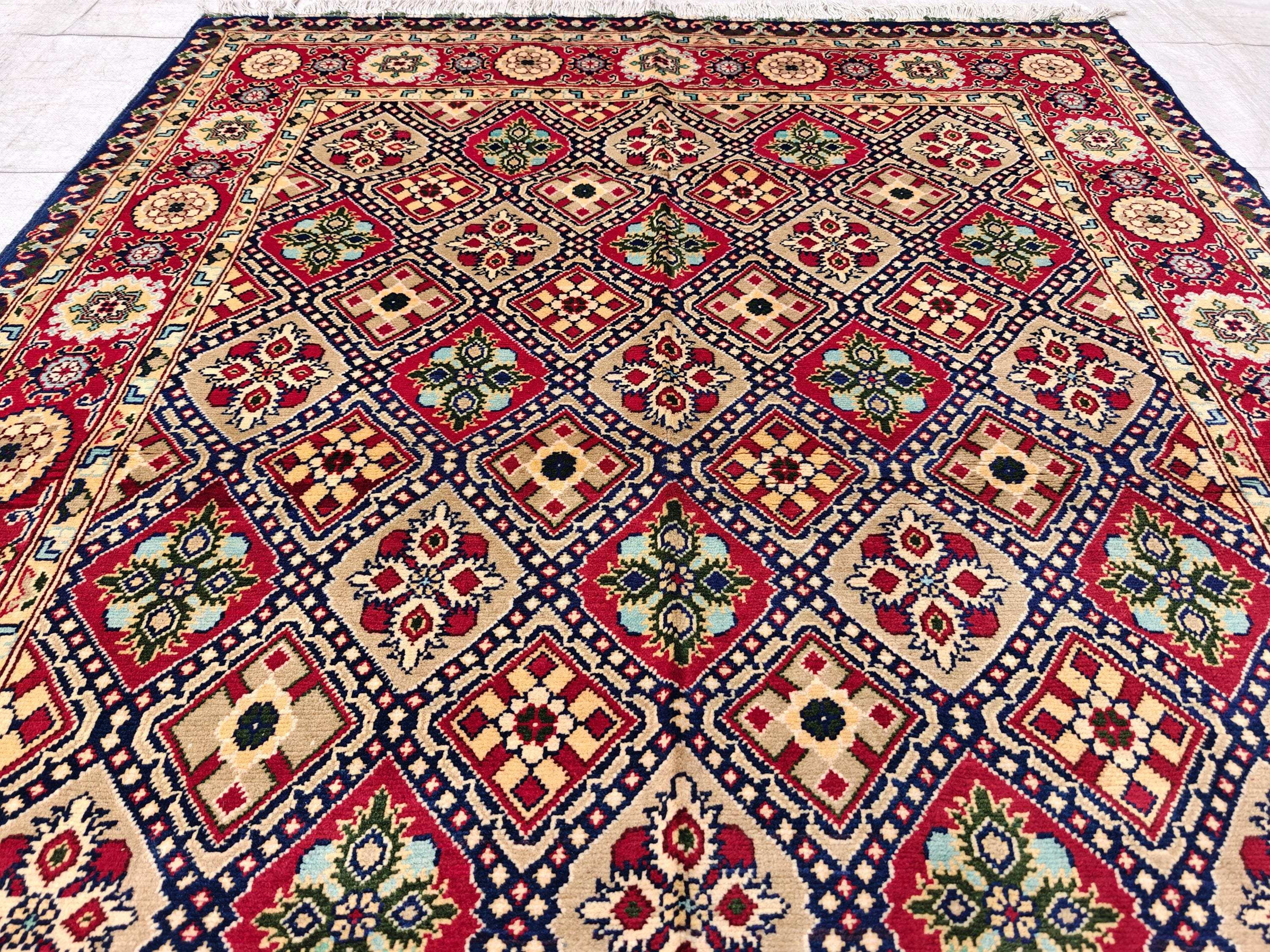 5x7 Colorful Yousafi Afghan Handwoven Rug, Vintage Style Home Decor, Rugs For Living Room, Bedroom Rug 6.10 x 4.11 ft, Medium Size Rug