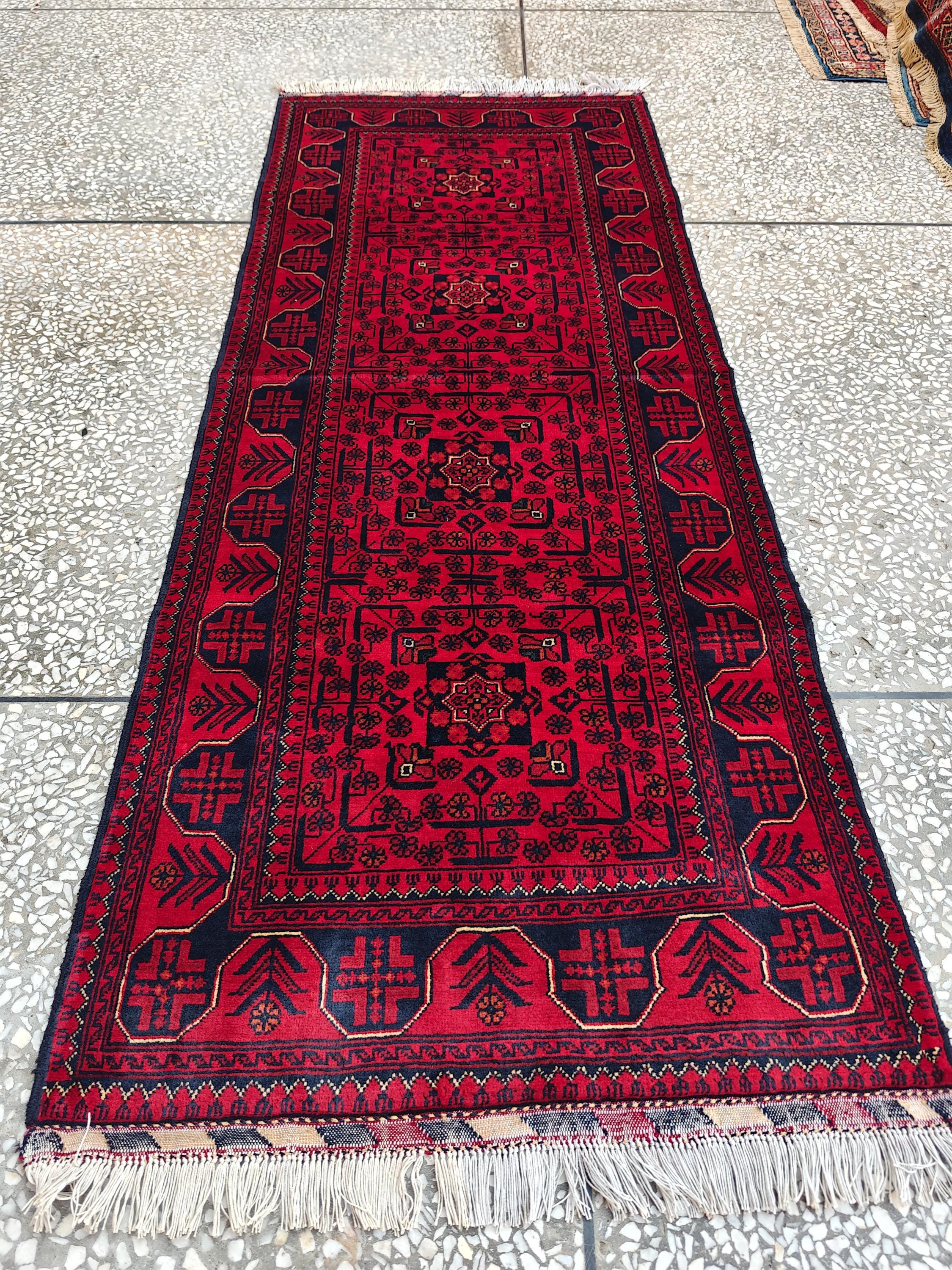 2x6 Entryway Runner, Bukhara Afghan Handmade Runner Rug, Hallway Runner, Short Runner for Hallway's, Stairs Rug, Corridor Runner 6.5x2 ft