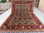 7x10 Elegant Colorful Kashi Afghan Handmade Rug, Rugs For Living Room, Bedroom Rug, Office Rug, Large area Rug 10.3 x 6.8 ft