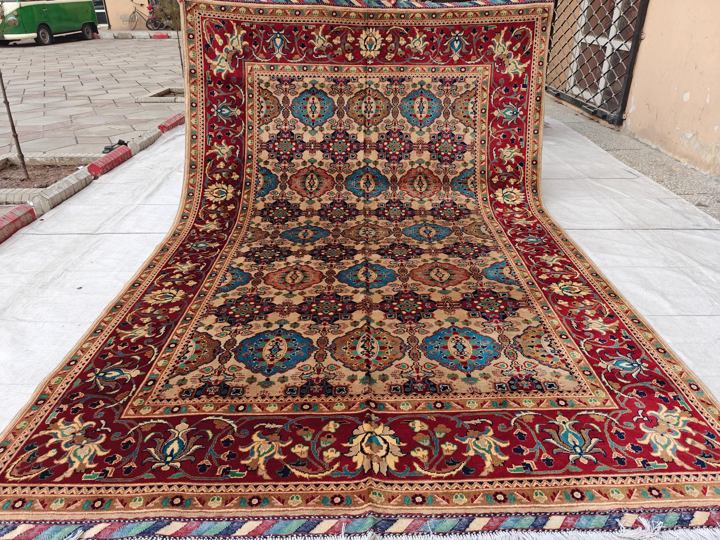 7x10 Elegant Colorful Kashi Afghan Handmade Rug, Rugs For Living Room, Bedroom Rug, Office Rug, Large area Rug 10.3 x 6.8 ft