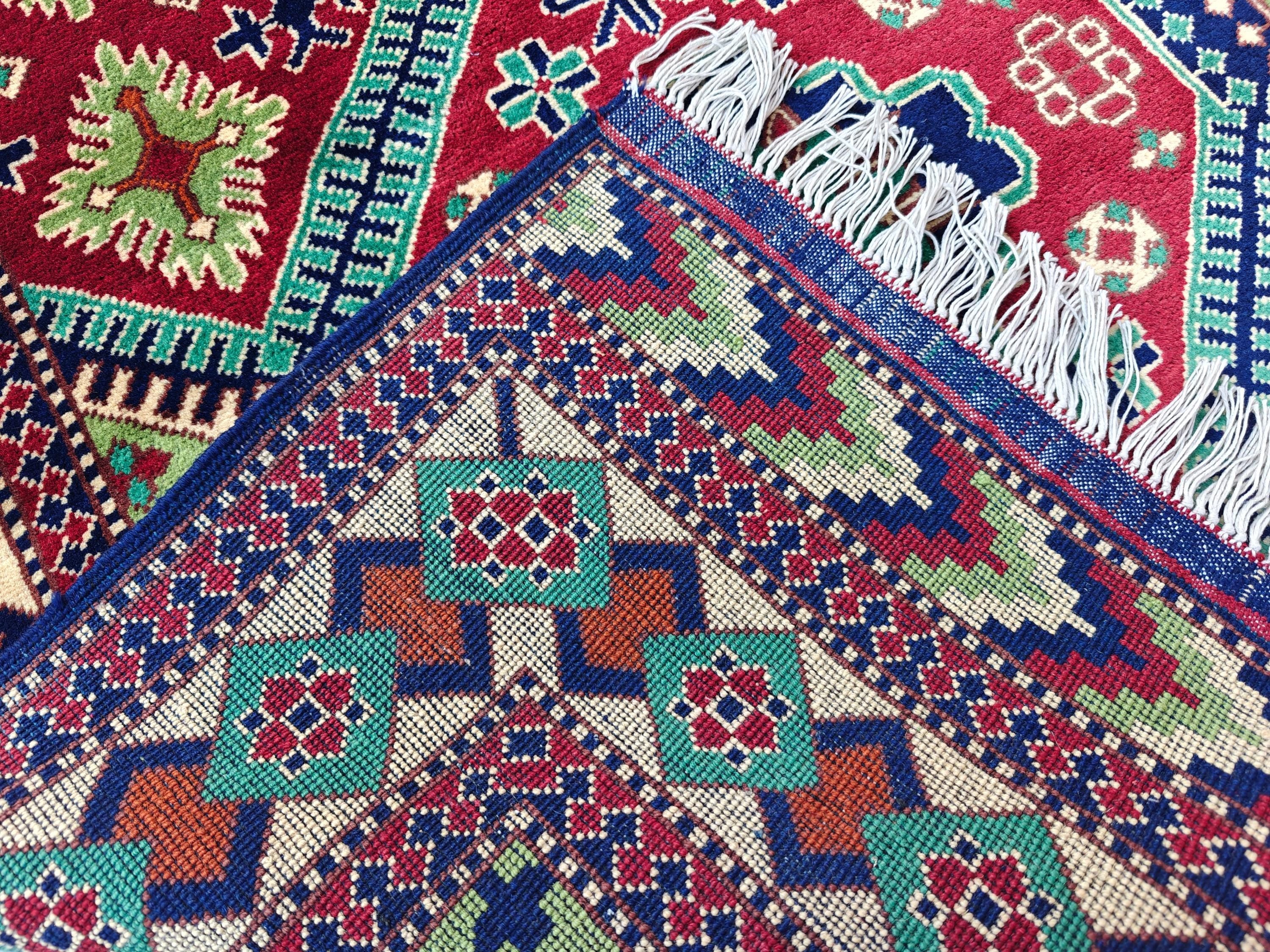 3x8 Afghan Runner Rug Tribal Green Bukhara Handwoven Turkmen Wool Rug, Natural Veg Dyes Rug, Hallway Runner 3.4x8.2, Entryway Rug