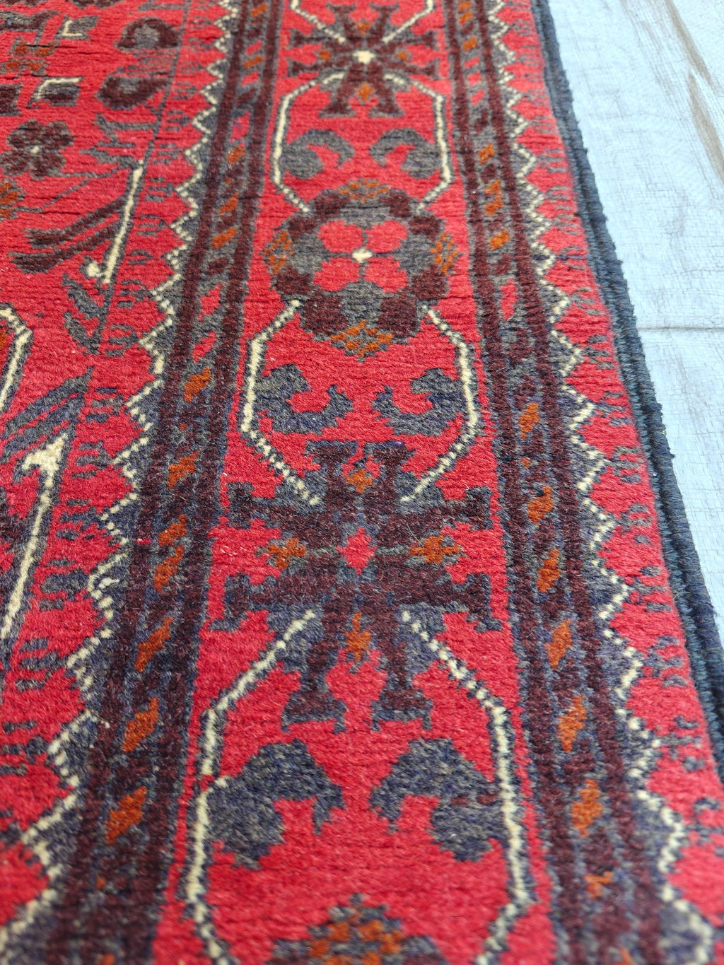 Antique 3x10 Afghan Runner Rug, Handknotted Tribal Bokhara Rug, 100% Soft Wool Vintage Turkmen Geometric Carpet, Red Hallway Runner 2.10x9.8
