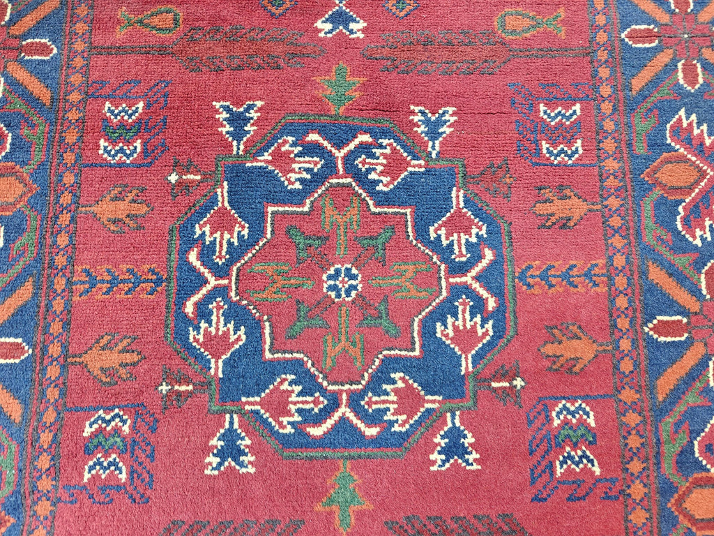 11 ft Vintage Runner Rug, Bukhara Turkmen Tribal Handmade Wool Red Rug, Oriental Afghan Antique Kagai Veg Dyes 3x11 Rug, Hallway Runner Rug
