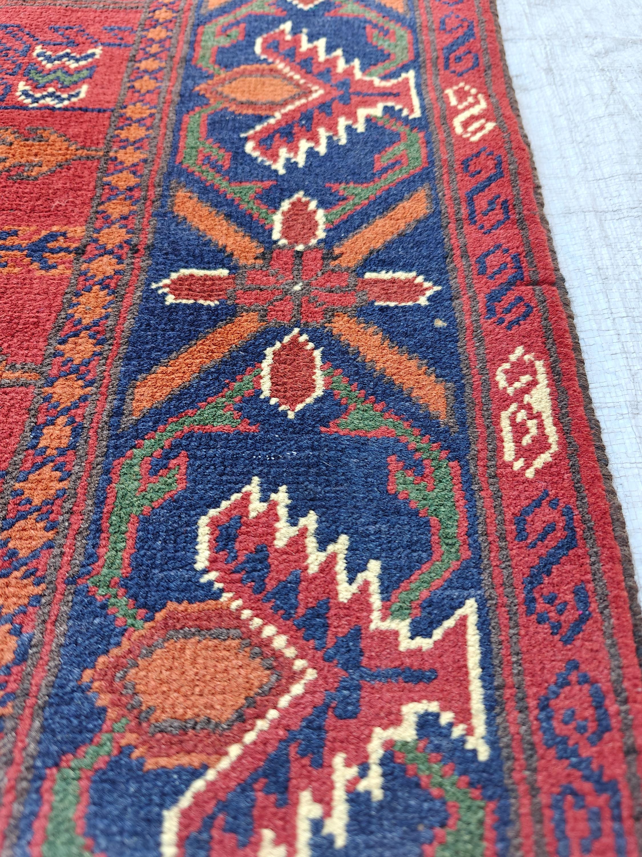 11 ft Vintage Runner Rug, Bukhara Turkmen Tribal Handmade Wool Red Rug, Oriental Afghan Antique Kagai Veg Dyes 3x11 Rug, Hallway Runner Rug
