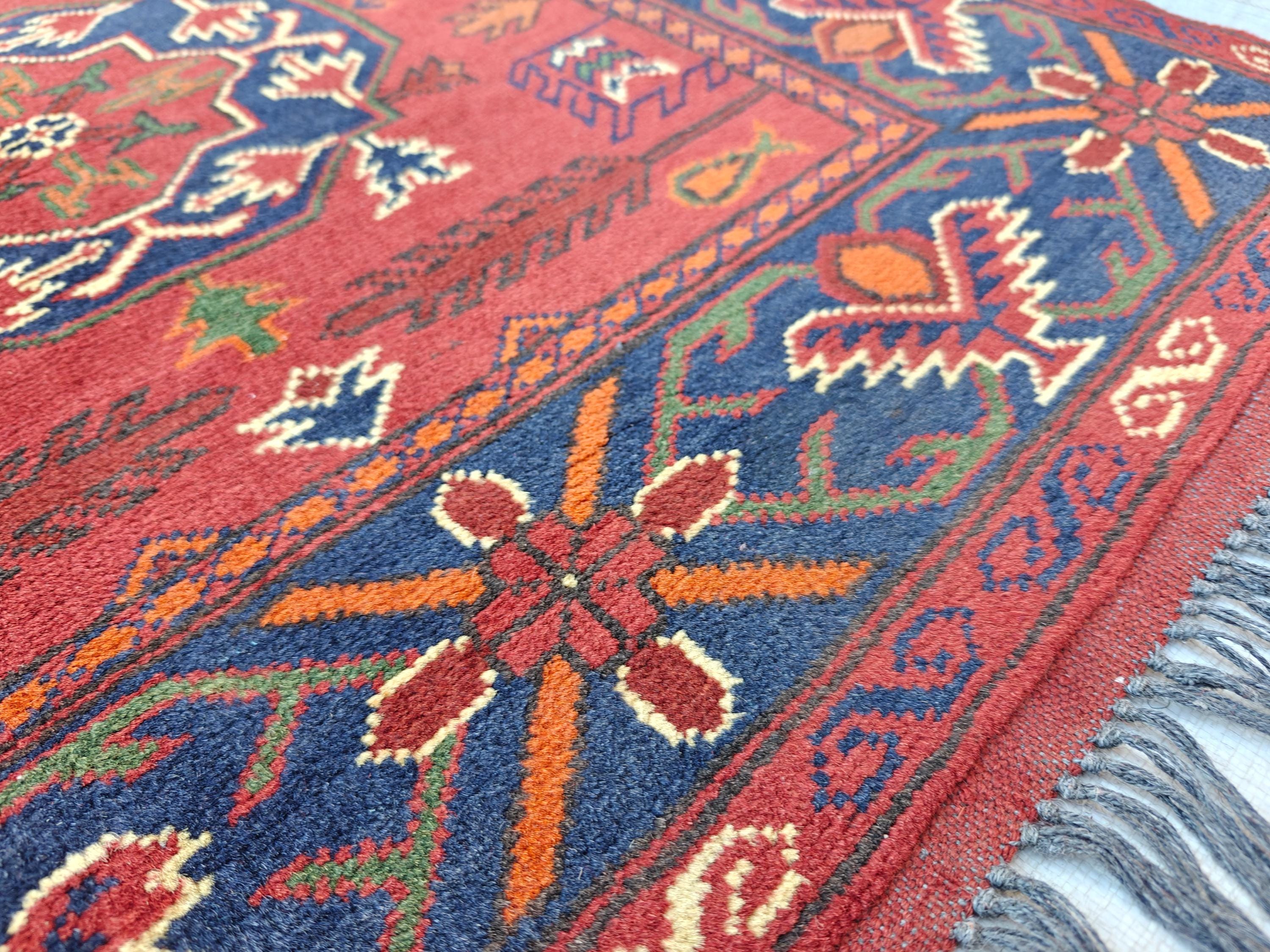 11 ft Vintage Runner Rug, Bukhara Turkmen Tribal Handmade Wool Red Rug, Oriental Afghan Antique Kagai Veg Dyes 3x11 Rug, Hallway Runner Rug