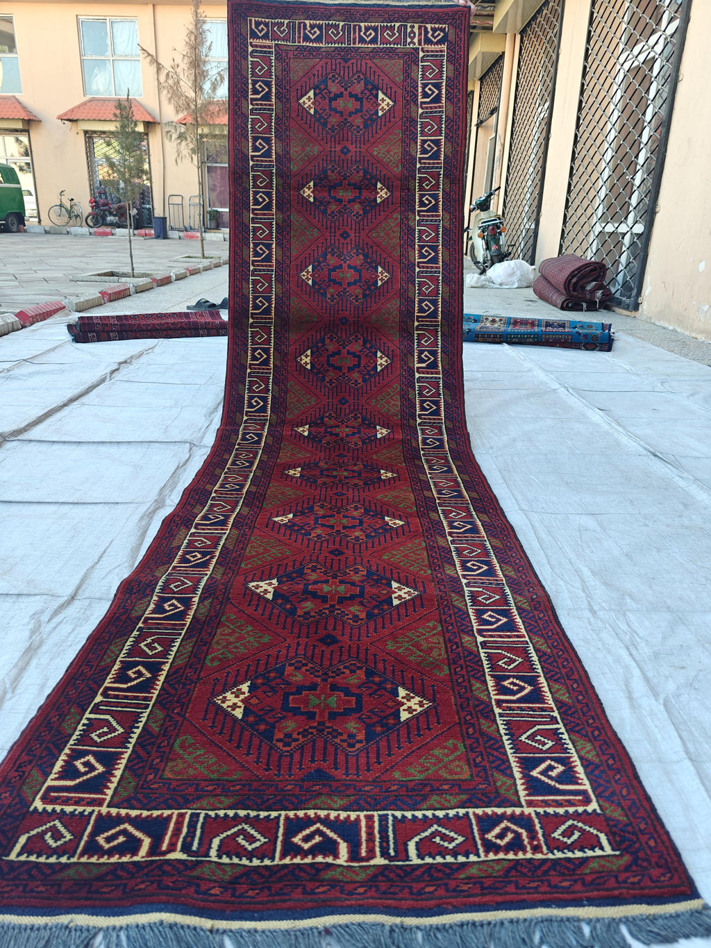 Afghan Rug 10ft Runner Rug, Vintage Khal Mohammadi Handmade Wool Rug, Oriental Turkmen Tribal Rug, 2.7x9.7 ft Kitchen Runner, Hallway Runner