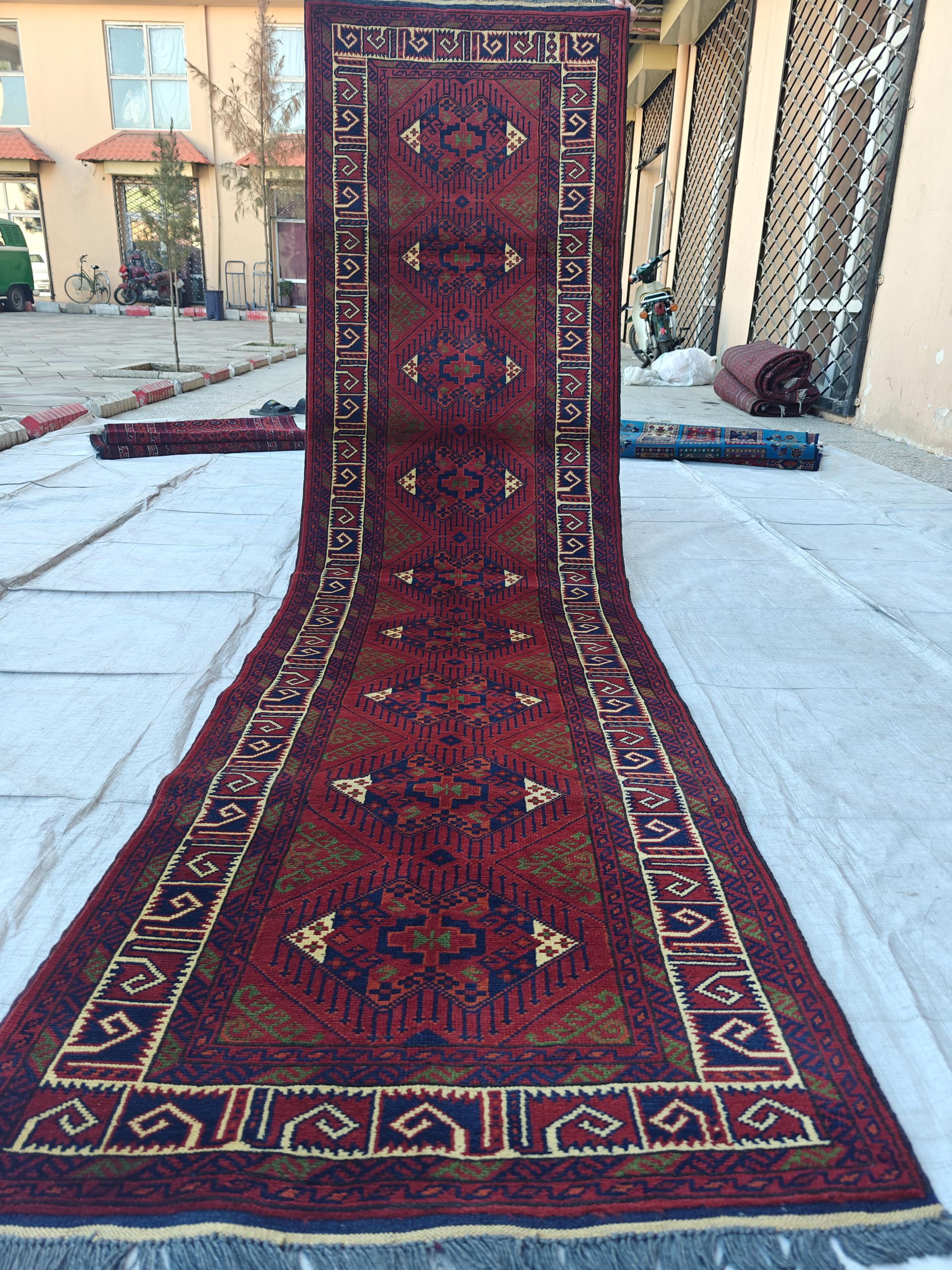 Afghan Rug 10ft Runner Rug, Vintage Khal Mohammadi Handmade Wool Rug, Oriental Turkmen Tribal Rug, 2.7x9.7 ft Kitchen Runner, Hallway Runner