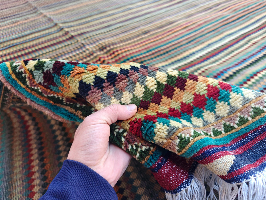 Gabbeh Rug 8x18, Handmade Afghan Rug, Rugs For Living Room, Farmhouse Rug, Bedroom Rug, Boho Home Decor 18.3 x 8.6 Ft