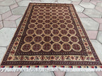 7x5 Authentic Ahal Gul Rug Handwoven Carpet with Rich Colors and Traditional Design, Kitchen Rug, Farmhouse Rug, Bedroom Rug 6.5x4.9 ft