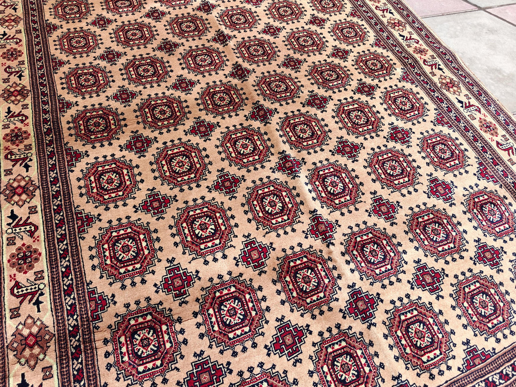 7x5 Authentic Ahal Gul Rug Handwoven Carpet with Rich Colors and Traditional Design, Kitchen Rug, Farmhouse Rug, Bedroom Rug 6.5x4.9 ft