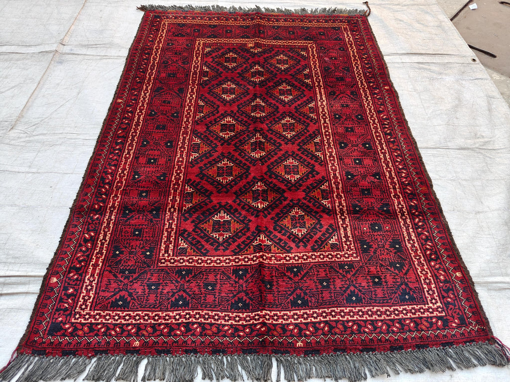 Collectible Rug 5x3, Vintage Chinar Gul Handwoven Rug, Rugs for Living Room, Bedroom Rug, Farmhouse Rug, Small Accent Rug, 4.10x3.5 Ft