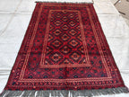Collectible Rug 5x3, Vintage Chinar Gul Handwoven Rug, Rugs for Living Room, Bedroom Rug, Farmhouse Rug, Small Accent Rug, 4.10x3.5 Ft