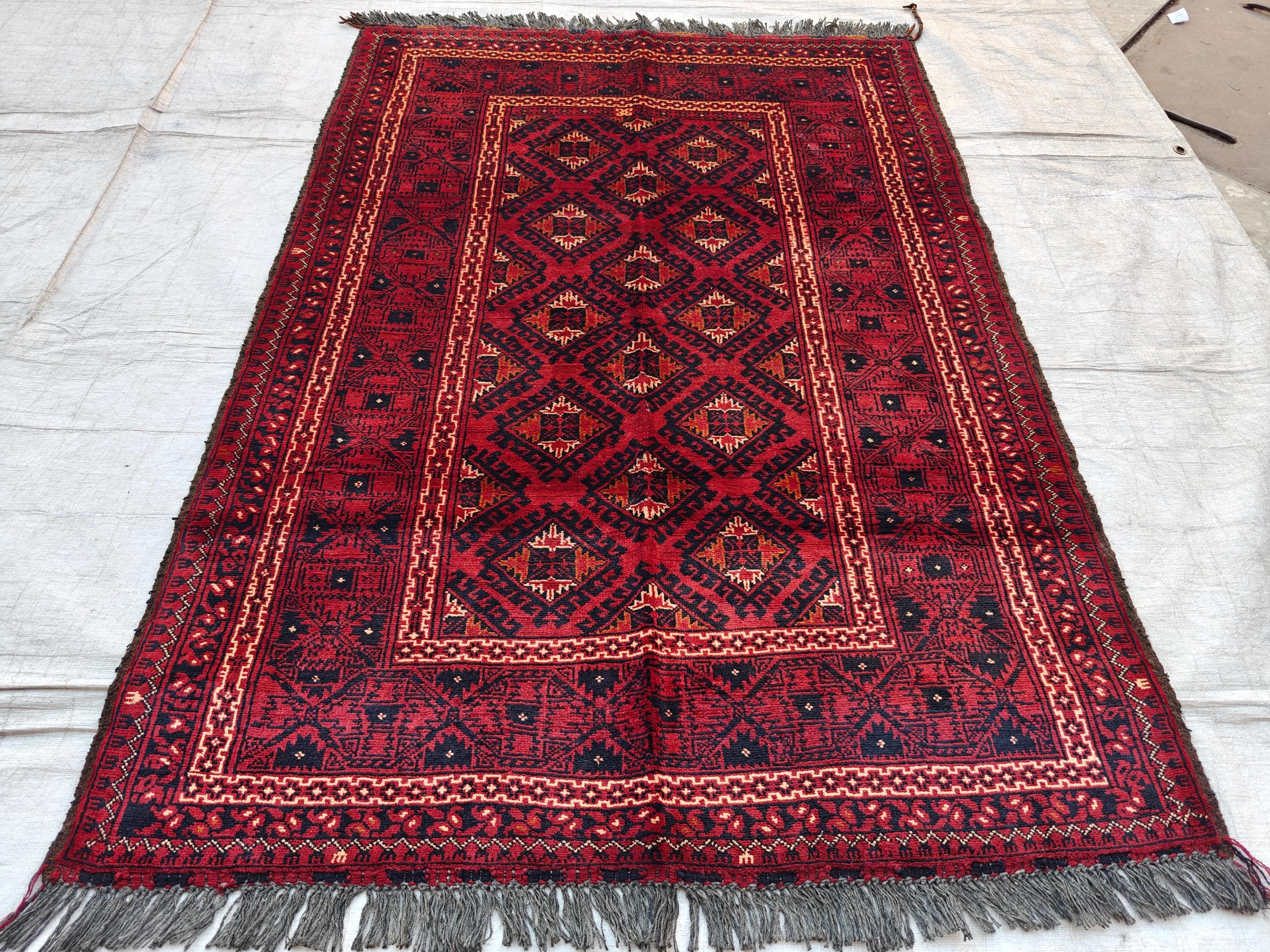 Collectible Rug 5x3, Vintage Chinar Gul Handwoven Rug, Rugs for Living Room, Bedroom Rug, Farmhouse Rug, Small Accent Rug, 4.10x3.5 Ft