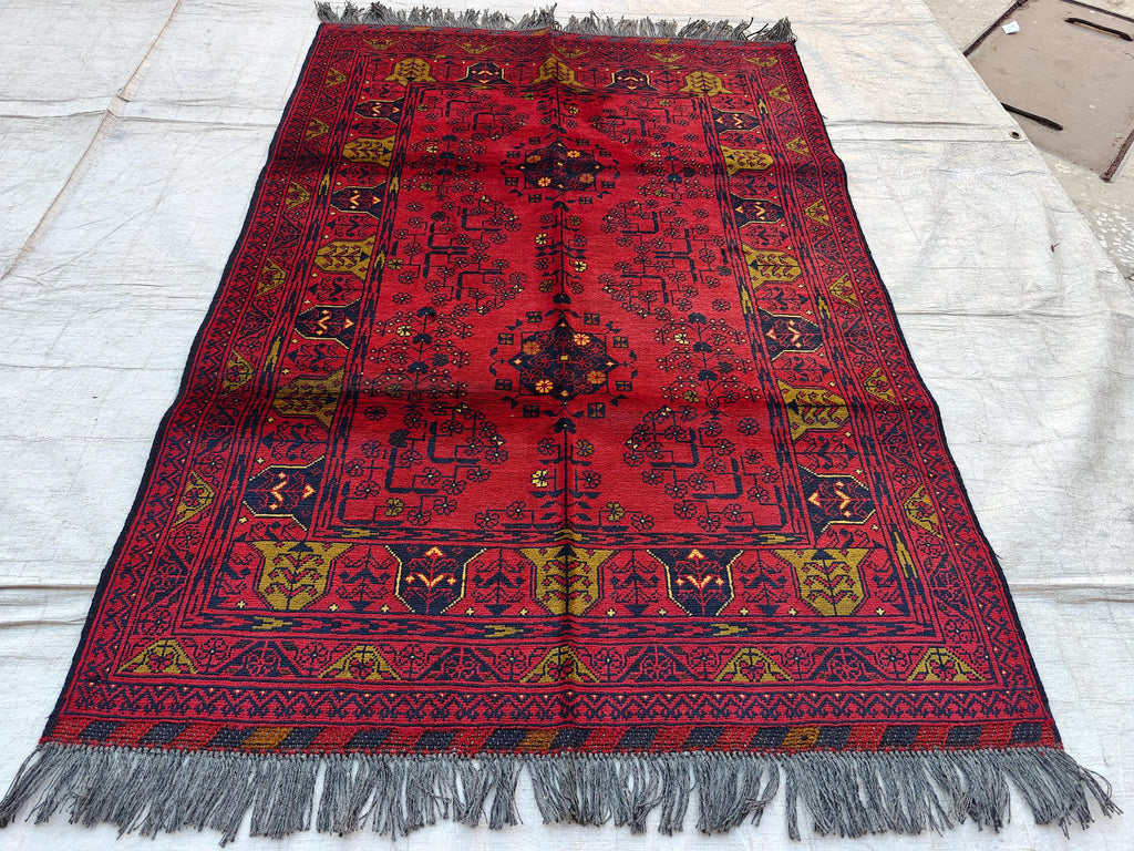 3x5 Vintage Khal Mohammadi Afghan Handmade Rug, Collectible Item, Rugs for Living Room, Bedroom Rug, Farmhouse Rug, 4.11x3.4 ft
