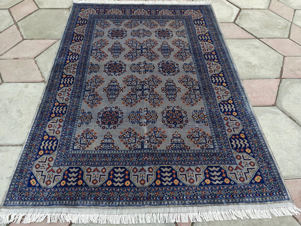 5x7 Handcrafted Saruki Rug Traditional Turkmen Carpet Stunning Design and Quality, Farmhouse Rug, Kitchen Rug, Boho Home Decor 6.7x5.1 ft