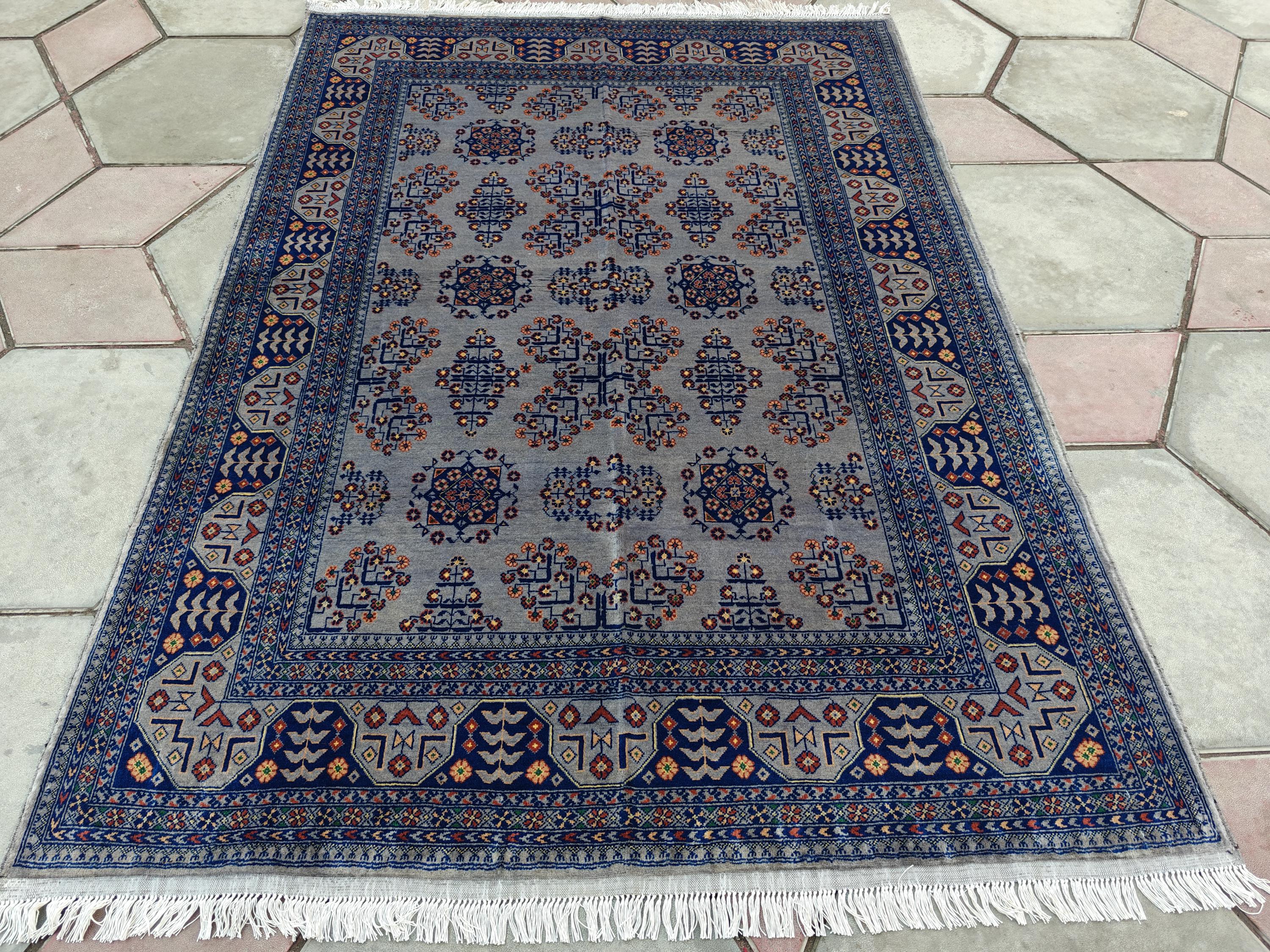 5x7 Handcrafted Saruki Rug Traditional Turkmen Carpet Stunning Design and Quality, Farmhouse Rug, Kitchen Rug, Boho Home Decor 6.7x5.1 ft