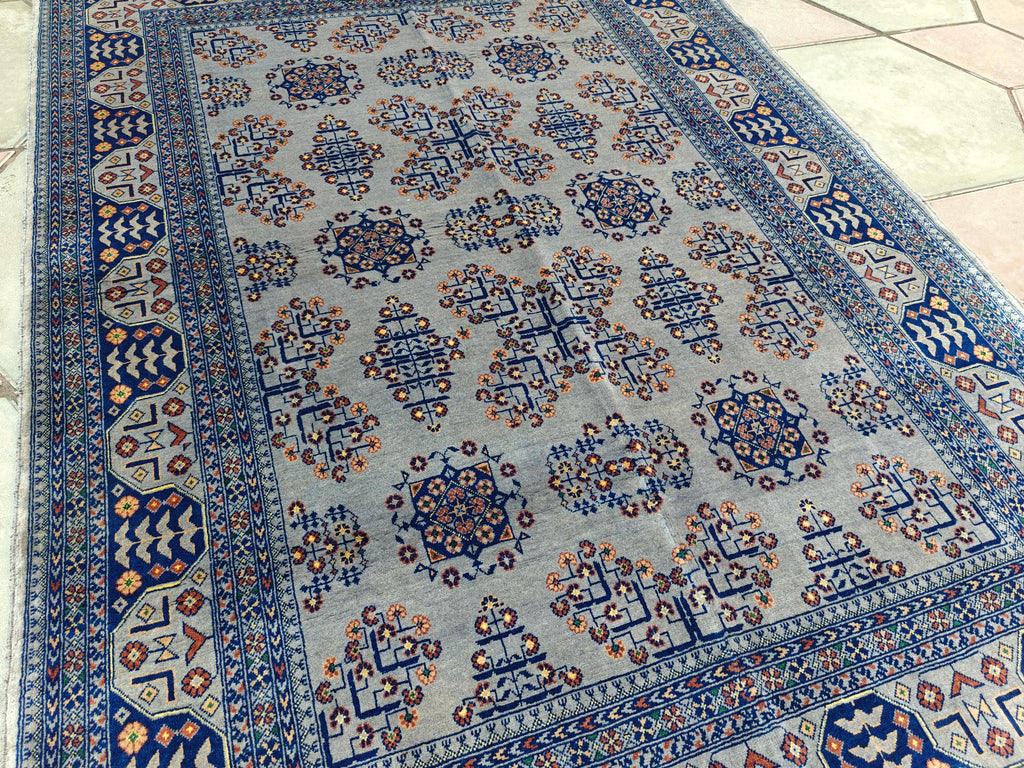 5x7 Handcrafted Saruki Rug Traditional Turkmen Carpet Stunning Design and Quality, Farmhouse Rug, Kitchen Rug, Boho Home Decor 6.7x5.1 ft
