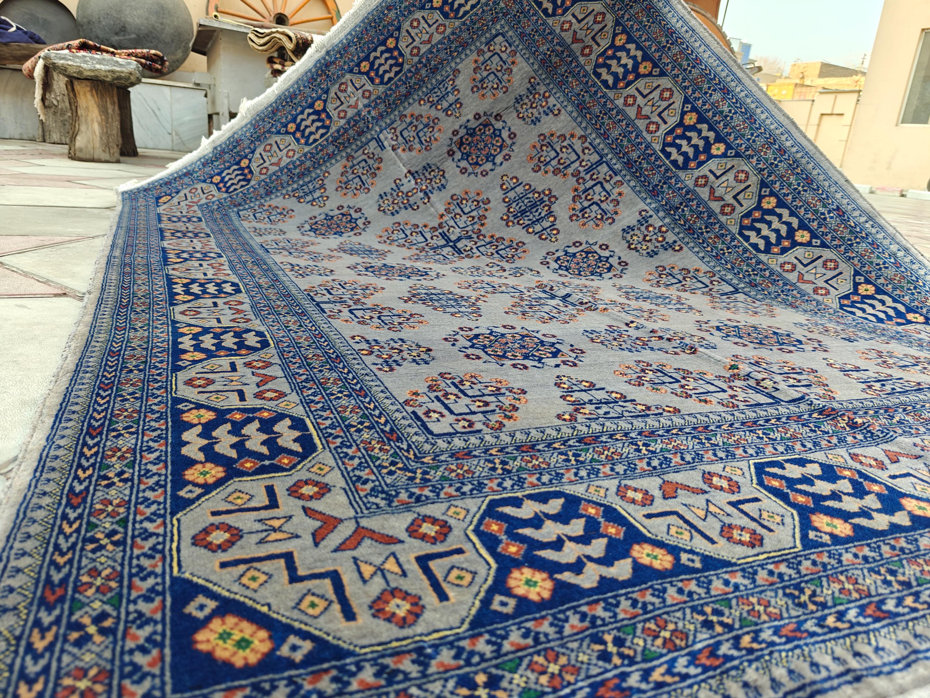 5x7 Handcrafted Saruki Rug Traditional Turkmen Carpet Stunning Design and Quality, Farmhouse Rug, Kitchen Rug, Boho Home Decor 6.7x5.1 ft