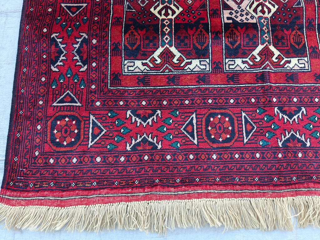 4.5x3.4 Vintage Ala Bakhmal Handmade Afghan Rug, Rugs For Living Room, Bedroom Rug, Geometric Rug