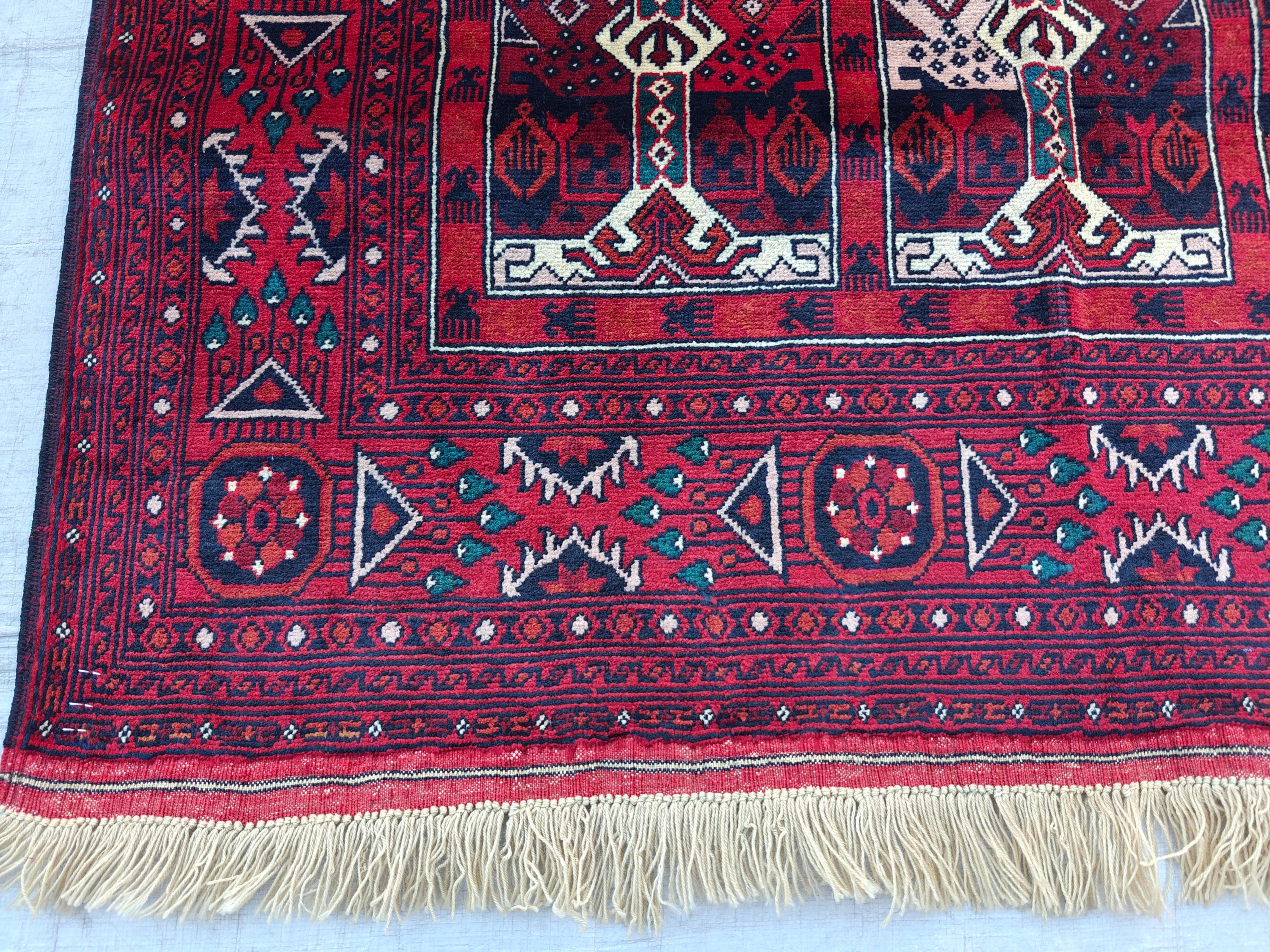 4.5x3.4 Vintage Ala Bakhmal Handmade Afghan Rug, Rugs For Living Room, Bedroom Rug, Geometric Rug